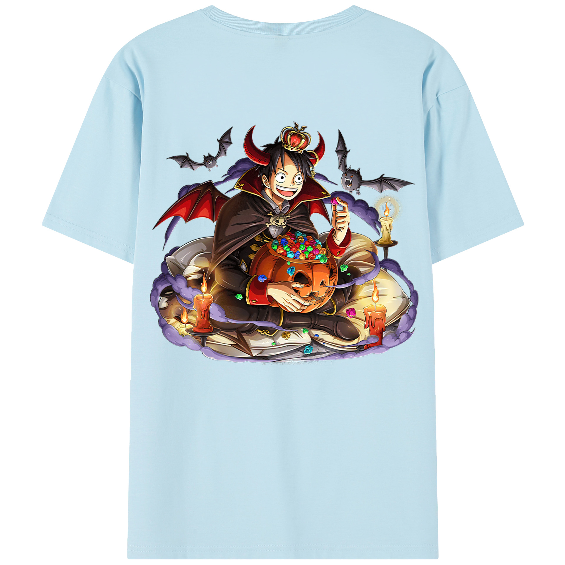 ワンピース モンキー・D・ルフィ ONE PIECE Monkey D. Luffy 綿100％半袖Tシャツ（背面プリント）